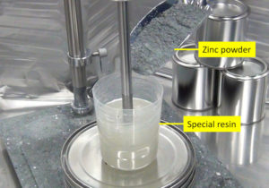 mixing zinc powder in special resin
